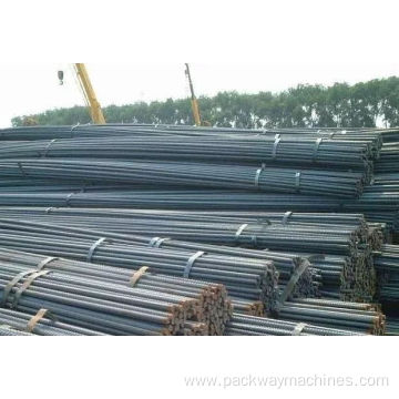 Pipe palletizing and strapping unit for rebars